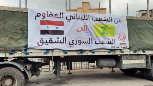 وصول أولى قوافل المساعدات المقدمة من حزب الله إلى اللاذقية
